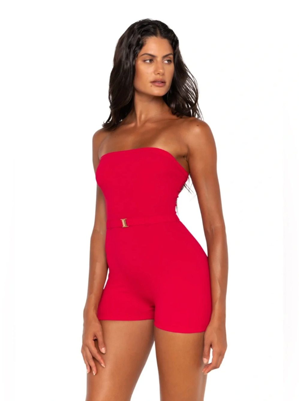 FAE Swim Stevie Strapless Playsuit Clasp Belt - Strawberry - Sz L NWT